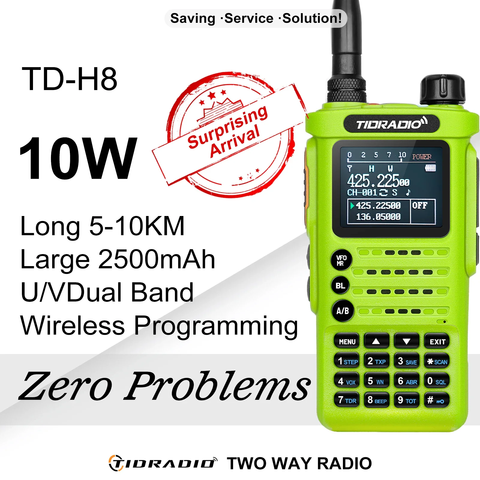 TIDRADIO-walkie-talkie profesional TD H8, radio de emergencia de largo alcance, receptor de Radio FM bidireccional, conjunto inalámbrico, potencia