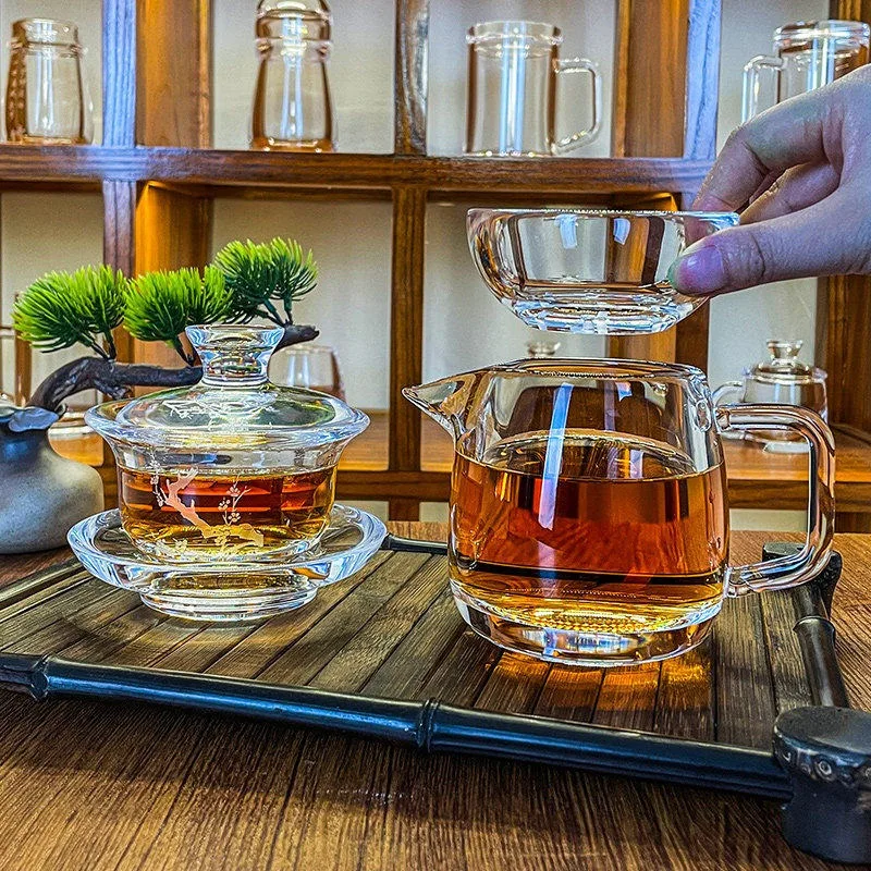 Crystal Kung Fu Tea Set High Temperature Resistant Teapot Fair Cup Tea Cup Complete Set Gift
