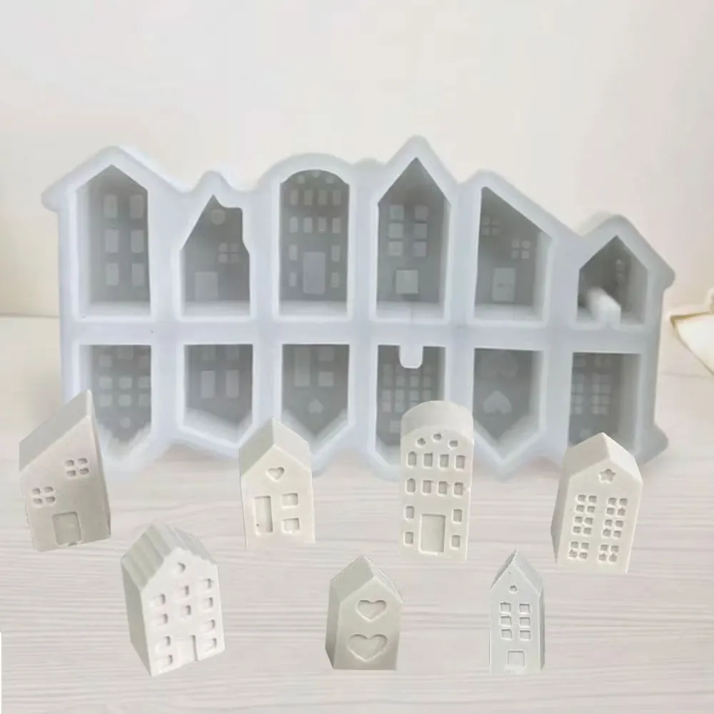 European House Scent Candle Silicone Mold DIY Love Star Building Resin Drip Glue Making Home Craft Pendant Handmade Lover Gifts