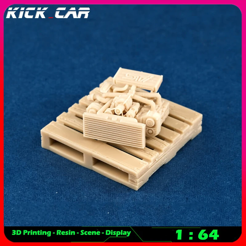 Kickcar 1/64 Vehicle Engine Model Car Diorama Uncolored Resin Garage Scene Repair Tools Decoration Simulation Scene Toy