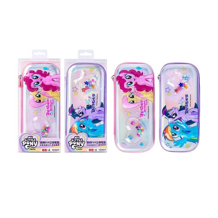 Anime Kawaii My Little Pony Stationery Box Girls Eva Three-Dimensional Pencil Box Cartoon Cute Student Large Capacity Pencil Bag