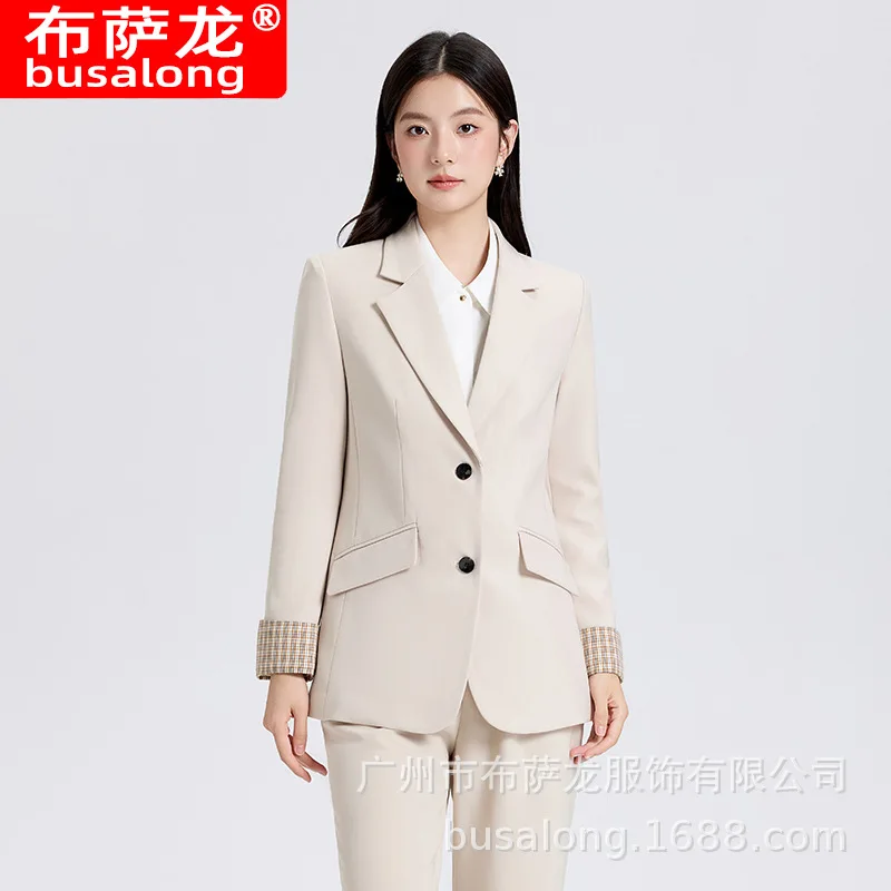 Professional women's suit set for spring and autumn, high-end, elegant, suitable for light workplace settings, sophisticated loo