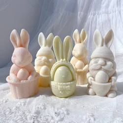 3 Designs Egg Rabbit Silicone Candle Mold Bunny Resin Silicone Mold Animal Soy Wax Mould Easter Home Decor Concrete Mould