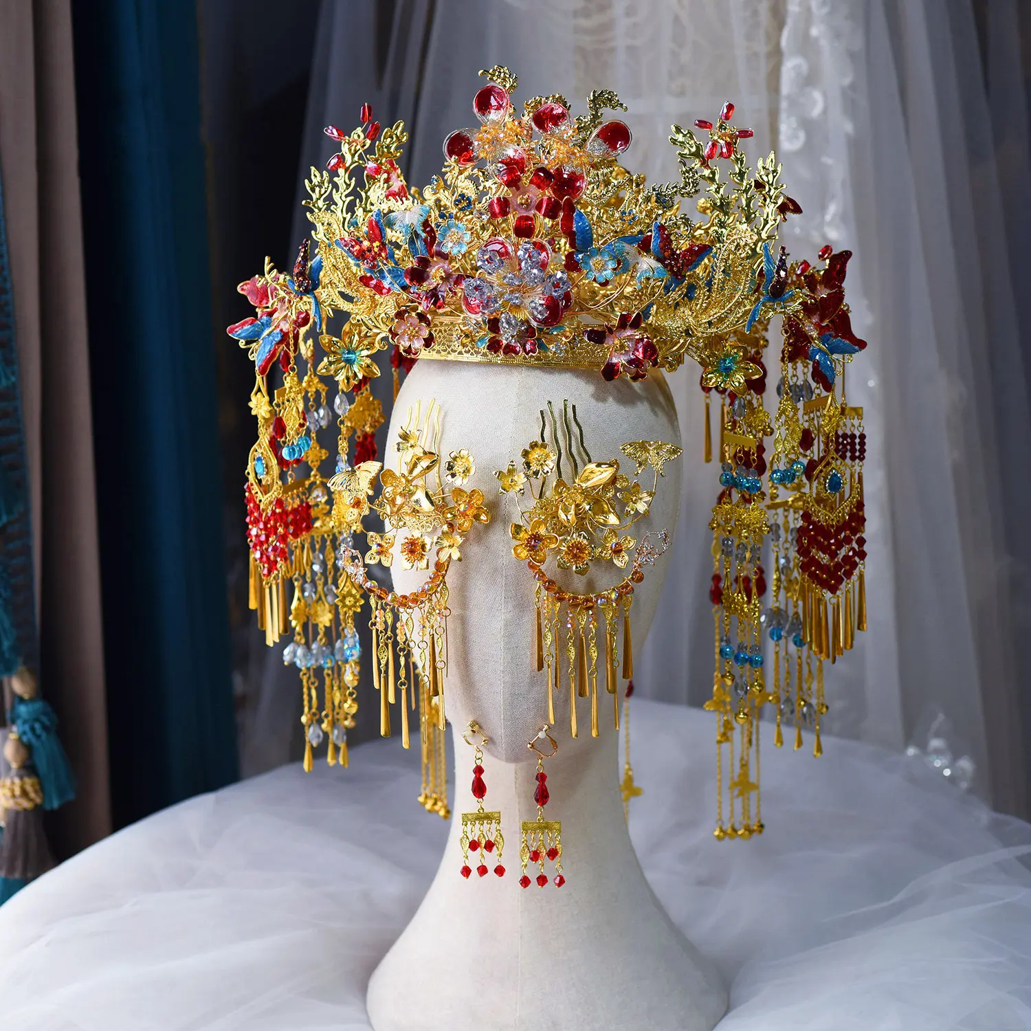 

Luxurious Phoenix Crown Hair Accessory for Chinese Vintage Wedding Dragon And Marriage Decorations Grand Stylish Hairpiece