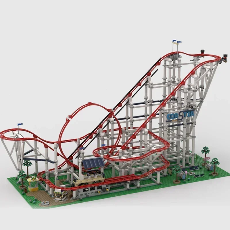 Moc Building Blocks Streetscape Model Large Roller Coaster X3 Technical Bricks DIY Assembly Famous Toys For Childr Holiday Gifts