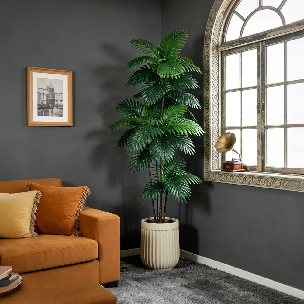 Árbol de Coco Artificial de 70-135 cm, Plantas de Palma Falsas Grandes, Rama de Monstera de Plástico, Hojas de Cocos Artificiales para Decoración del Hogar y la Oficina