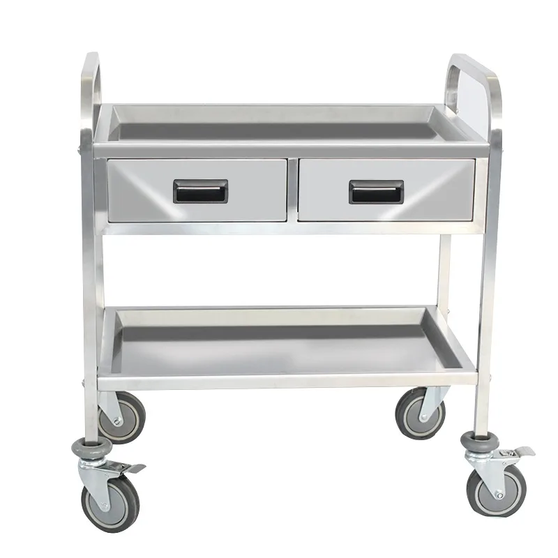 Stainless Steel Hospital Treatment Trolley          Trolley 3 Tier Mobile Medical Carts Utility Carts Cabinet-carts