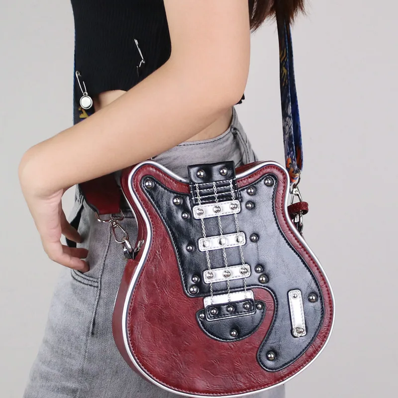 Guitar Shoulder Bag Creative Women's Bag Ins Fashion Personalized Satchel Daily Collocation Guitar Shape Bag