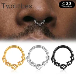 Twolobes 1PCS ASTM F136 Titanium Round Thorns Nose Rings Cartilage Hoop Earrings Segment Septum Clickers Piercing Jewelry Cool