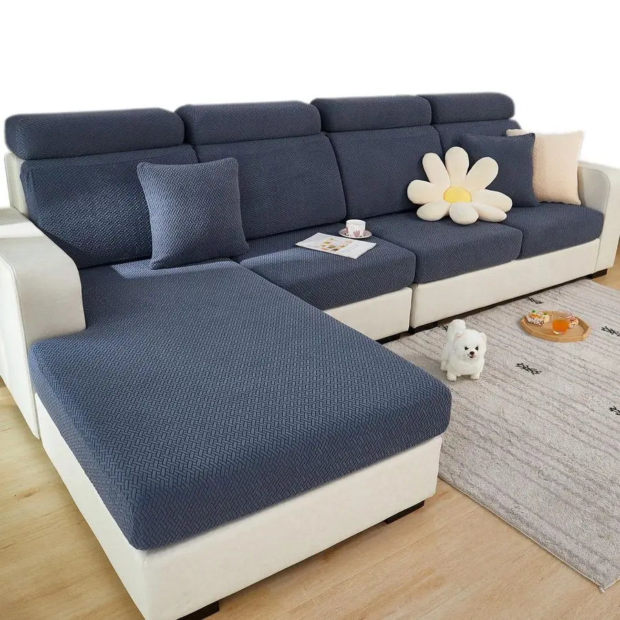 

Cushion Covers for Sofa Couch Covers WearResistant Universal Sofa Cover Washable Stretch for Sectional Slipcovers TextureGray Bl