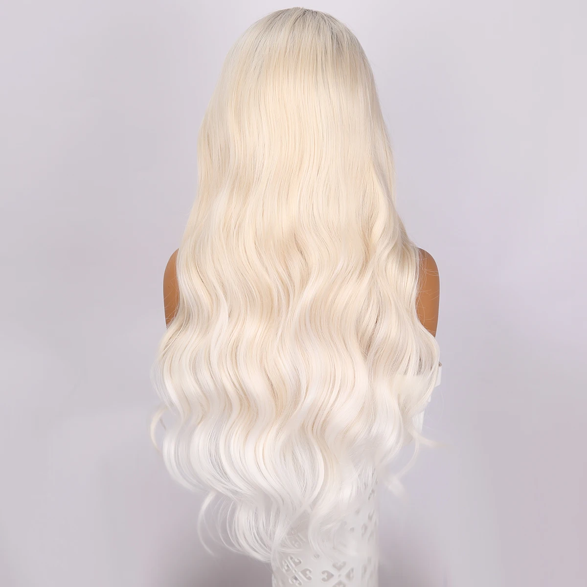 Fashionable Natural White 13X5 Hand Hook Lace Front Synthetic Curly Wig For Women Invisible Silver Daily Lace Wig Heat-Resistant