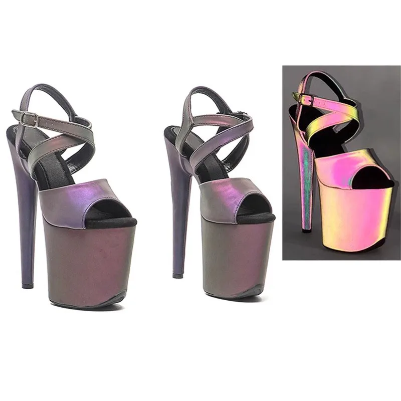 

Fashion 20CM/8inches PU Upper Plating Platform Sexy High Heels Sandals Pole Dance Shoes 186