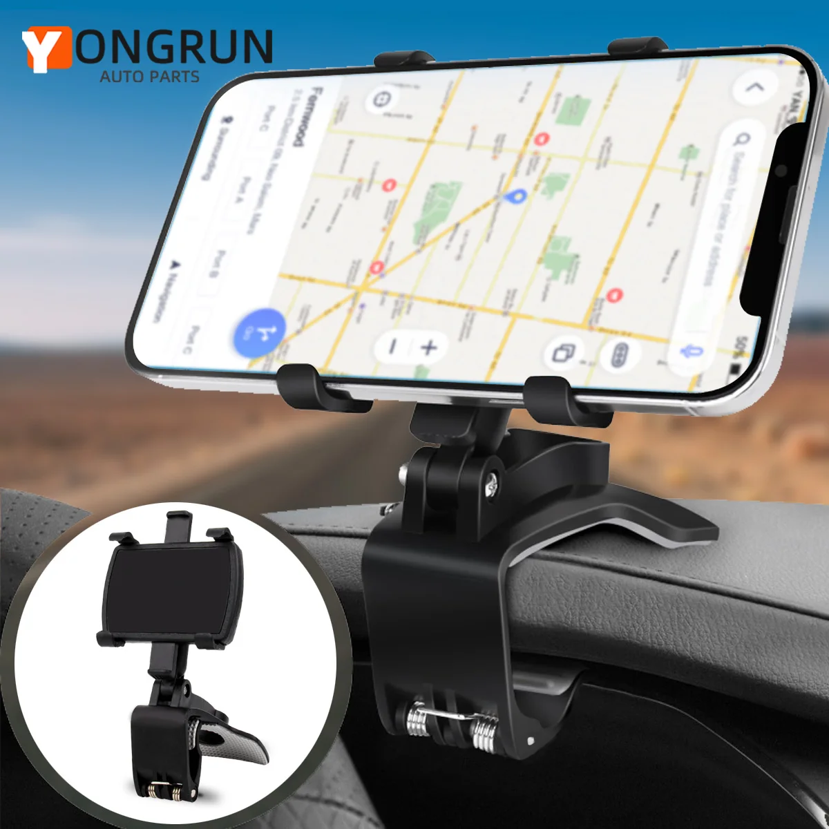 Dashboard Car Phone Holder ABS Mobile Phone Sun Visor Holder Auto Rear View Mirror Phone Support 360 Degree Rotation Accessories