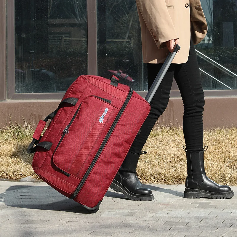 Oxford Cloth Trolley Luggage Bag Large Capacity Travel Bags on Wheels Multifunction Scalable Fashion Zipper Hand Luggage