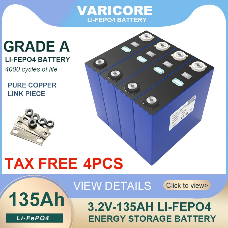 VariCore 3.2v 135ah lifepo4 Oplaadbare Batterij DIY 12v 24v 36v 48v diepe cyclus pakket ldp lithium mobiele lithium-ijzerfosfaat