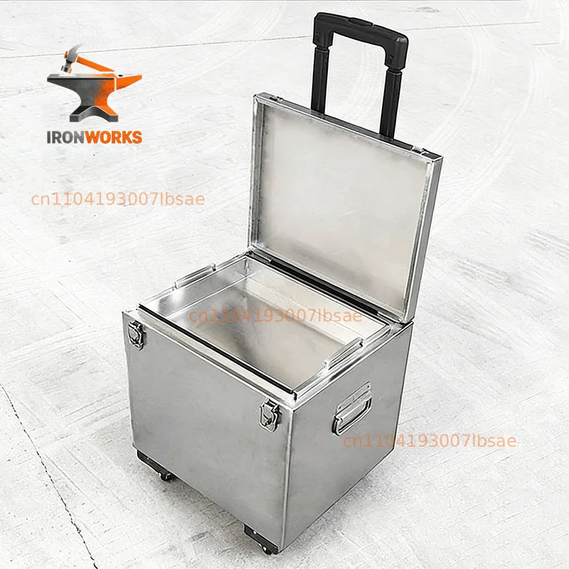 Wheeled Tool Box Versatile Portable Movable Toolbox Stainless Steel Double Layer Tools Boxes Tough Build Tool Storage Boxes