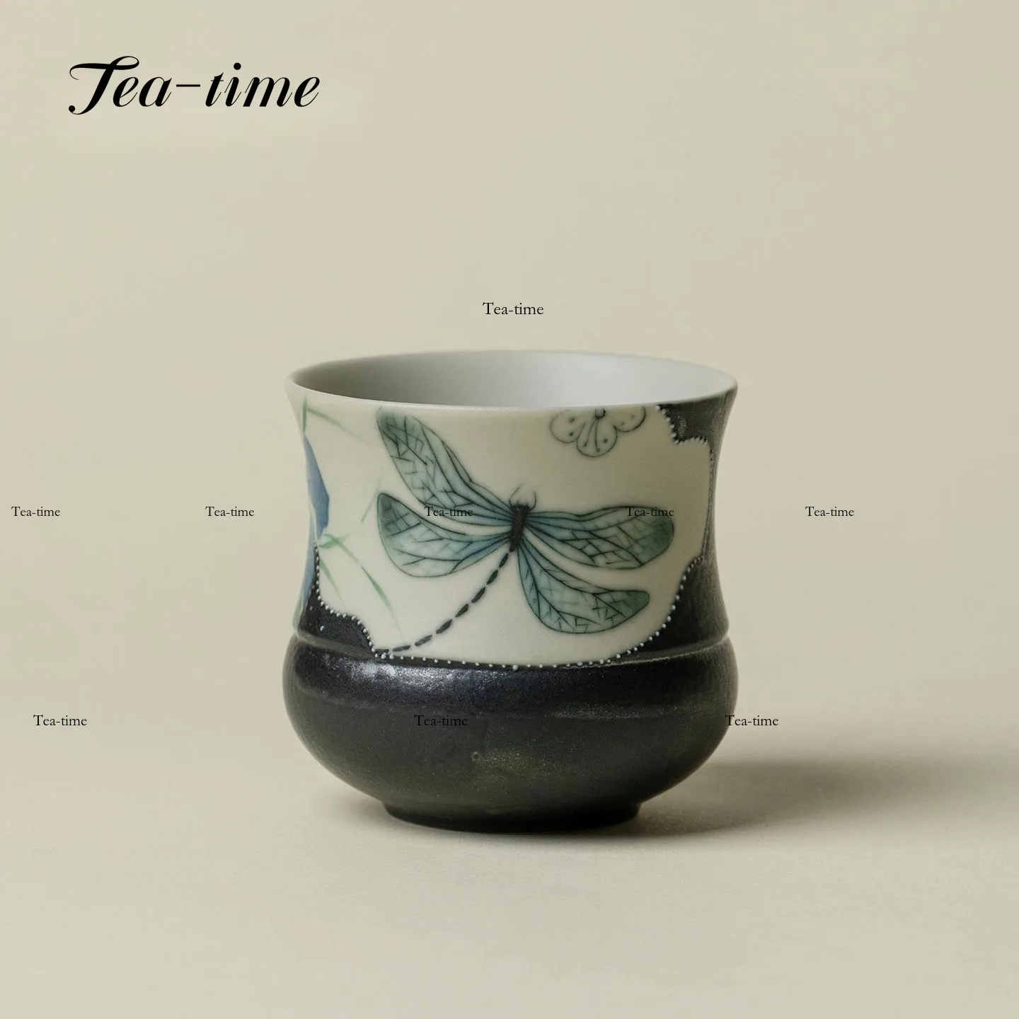 Hand-Painted Dragonfly Tea Cup Ink Porcelain Cups Tea Bowl Teacups Unique Maker Mate Beautiful Ceramic Puera Pair Set Jianzhan