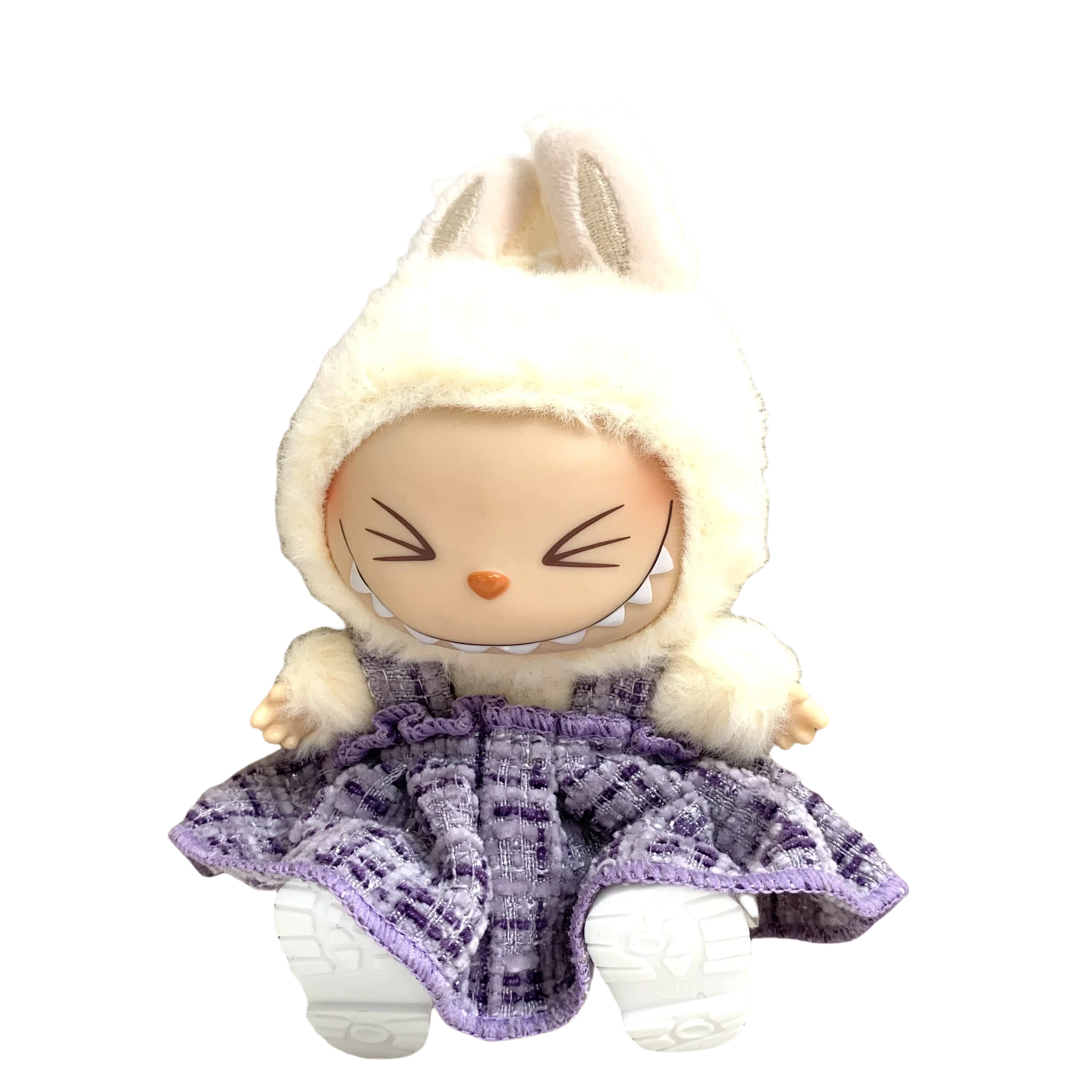 Clothes for Labubu  For Doll Clothes Set V1 V2 Doll Clothing Accessories purple Simple Fragrant Skirt & Hat Outfit