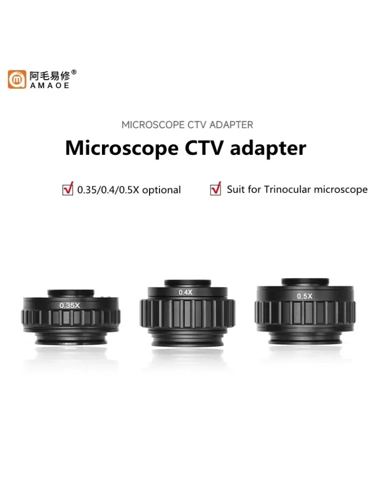 AMAOE AM-CTV 0.35X 0.4X 0.5X Adapter obiektywu Focus regulowany aparat garnitur do mikroskopu trójokularowego 38MM interfejs adapter kamery — zdjęcie 2