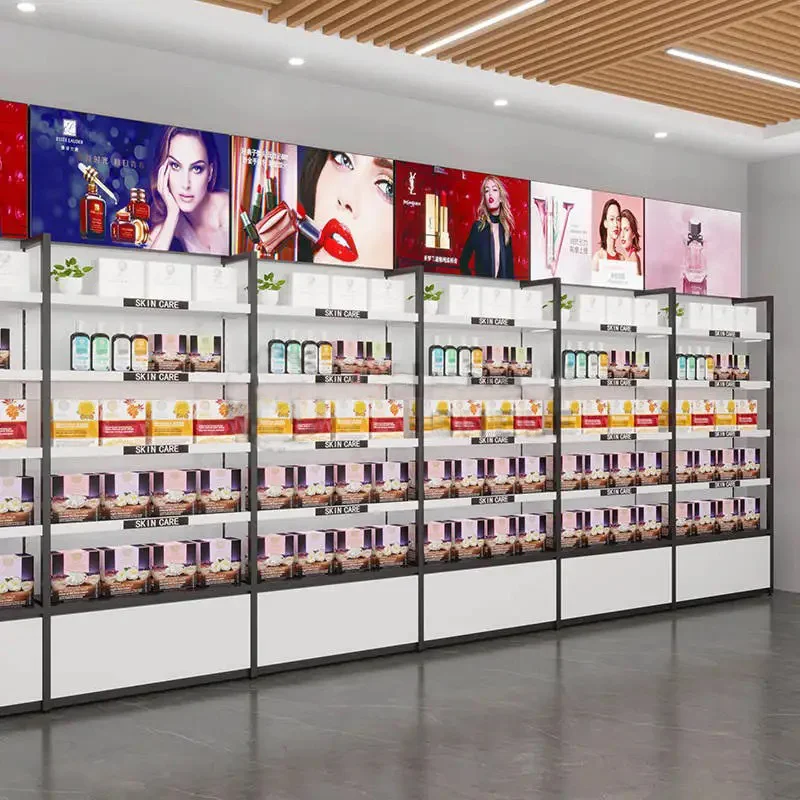 custom.Salon Make up Stand Showcase Retail Shop Decoration shelves for shops Cosmetic Display Cabinet