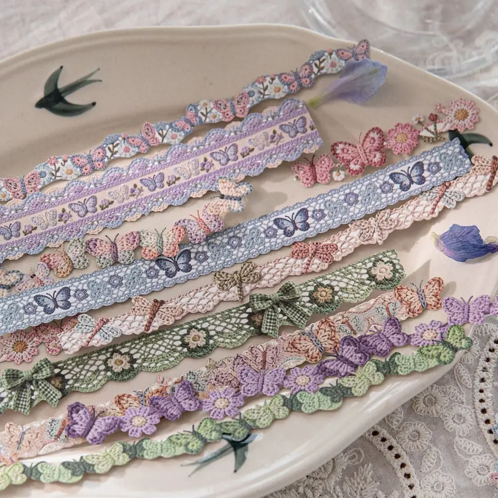 20Pcs/Bag Handmade Crochet Series Sticker Strip Textured Paper Sweet Diary Album Frame Sticker Gift DIY