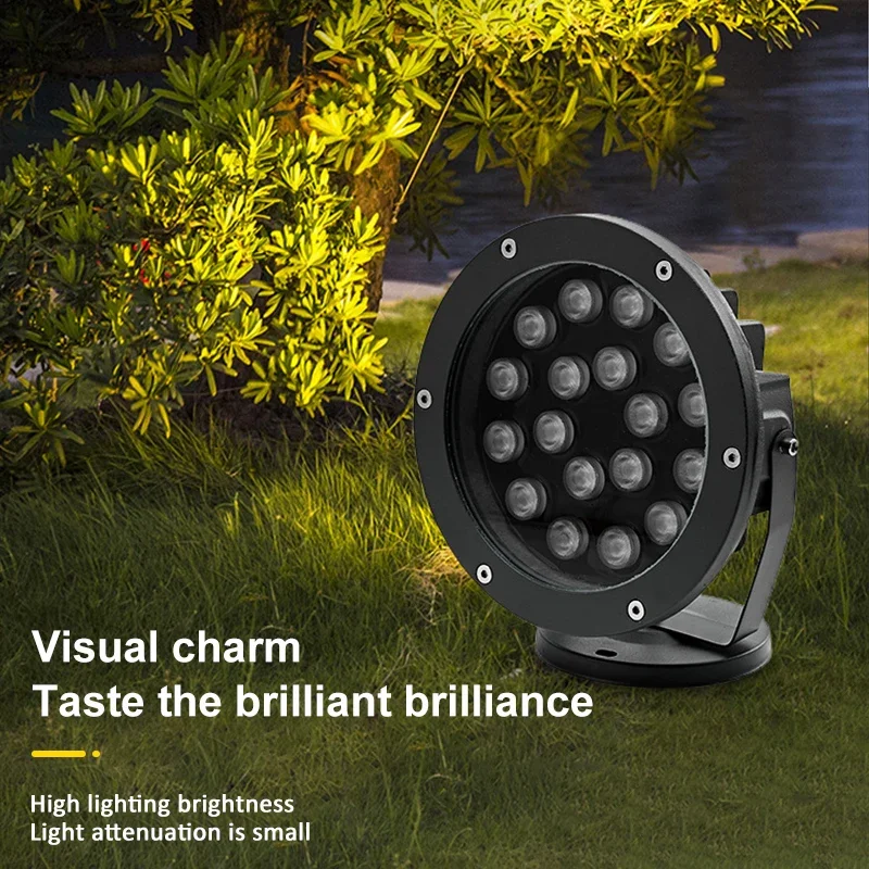LED Power Flood Light Rainbow Tree Light Outdoor Waterproof Landscape Lamps Ground Shooting Tree Light RGB Solar Garden Lights