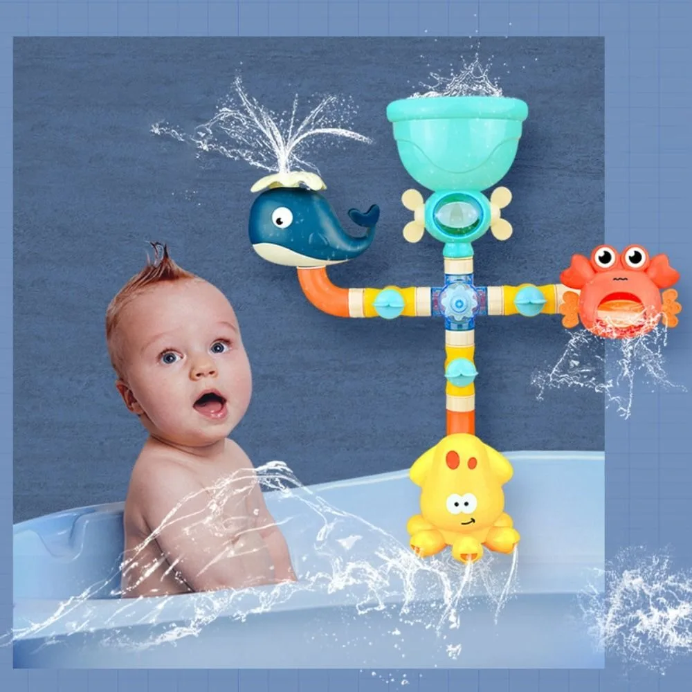 Design divertente Spin Water Sprinkler Giocattoli da bagno Gioco interattivo Giocattoli da bagno per animali Giocattoli colorati per parchi acquatici per bambini Piccoli