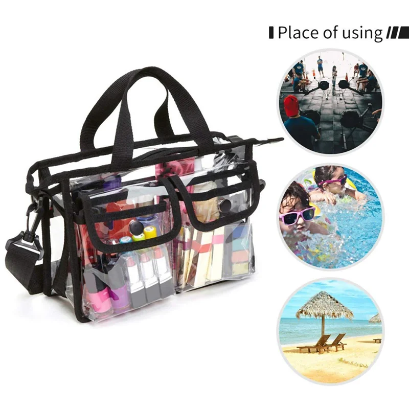 حقيبة كتف شفافة متقاطعة من TEXU 5X، حقيبة غسيل لتنظيم أدوات الزينة - محفظة معتمدة من ملعب NFL