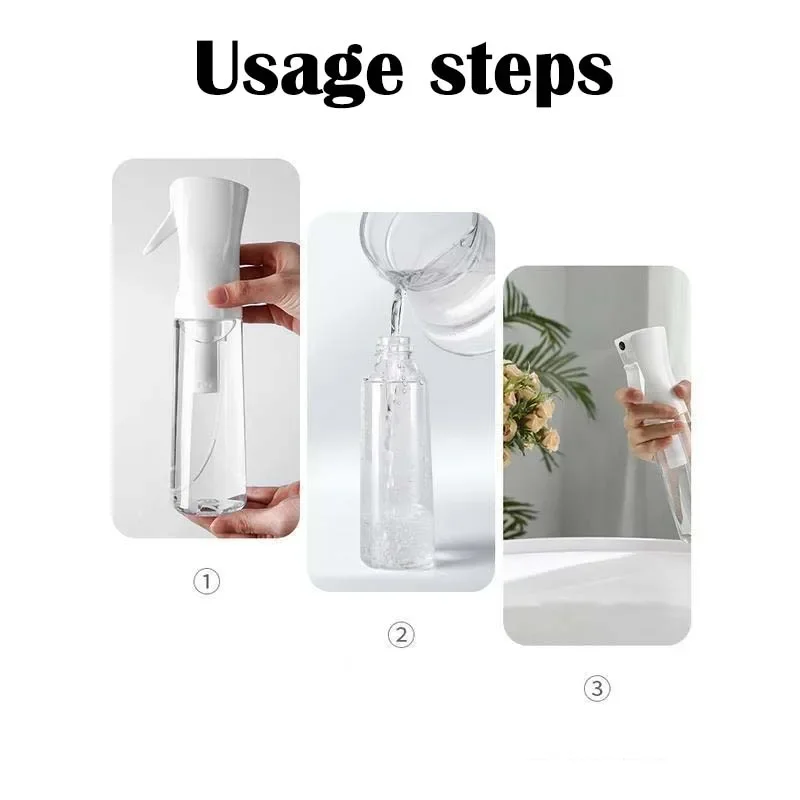 2Pcs High Pressure Spray Bottles Refillable 200ml Bottles Continuous Mist Watering Can Automatic Salon Barber Water Sprayer