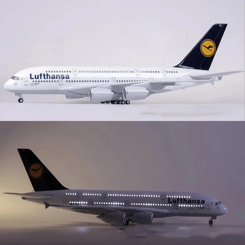 

1/160 Scale 46CM Airplane 380 A380 Lufthansa Airline Model W Light and Wheel Diecast Plastic Resin Plane For Collection