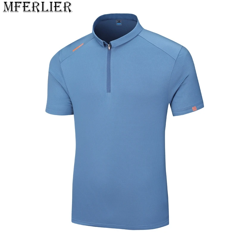 

Summer men POLO shirt short-sleeve T-shirt ice silk sports quick drying casual youth short-sleeved shirt mferlier