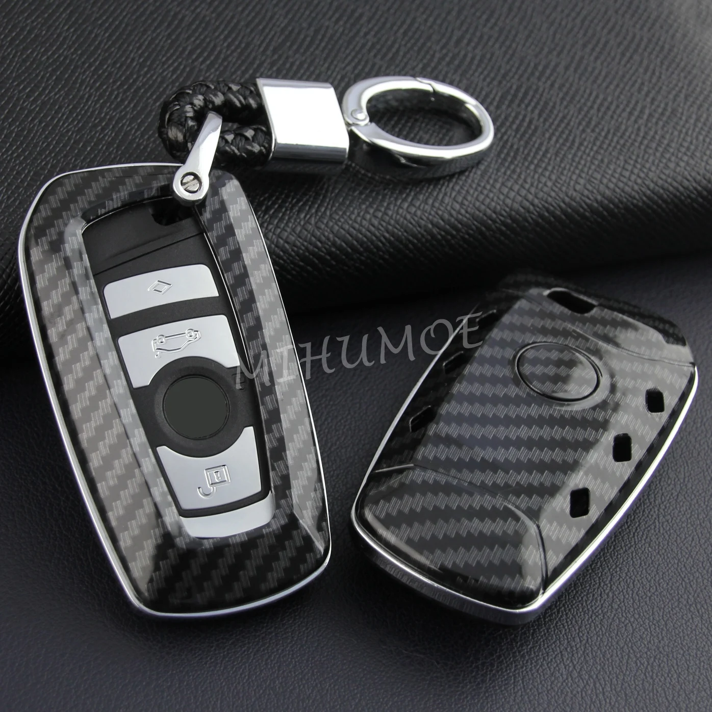 

For BMW X3 X4 1 2 3 4 5 6 7 Series F20 F22 F30 F31 F34 F10 F11 F01 F25 F26 Carbon Fiber Car Key Fob Cover Case Chain Accessories