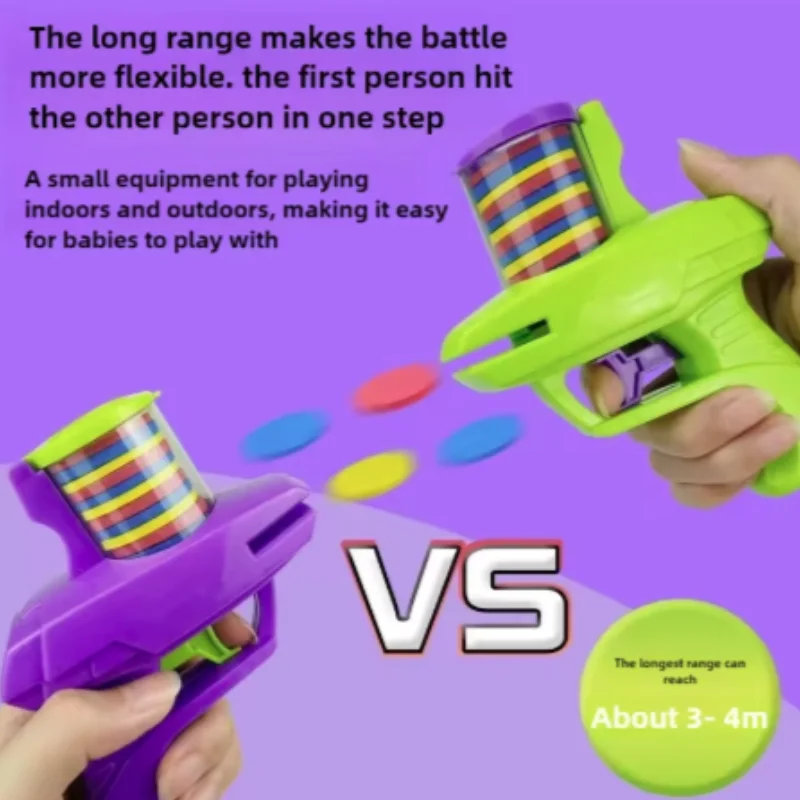 Juego interactivo de juguetes para perros y gatos con discos voladores coloridos, lanzador de pistola para mascotas para gatitos, adiestramiento interior y exterior, diversión para atrapar