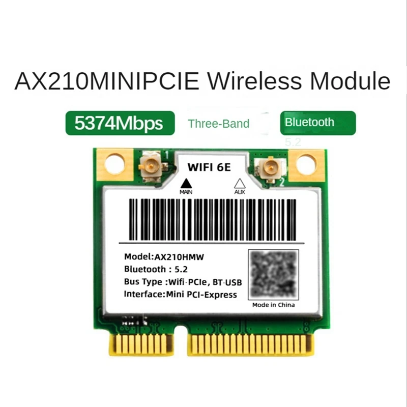 Wifi 6 Wifi Card Wifi 6E AX210HMW PCIE For AX210 5374Mbps Bluetooth5.2 802.11Ax 2.4G/5G/6G Wifi6 Wireless Adapter