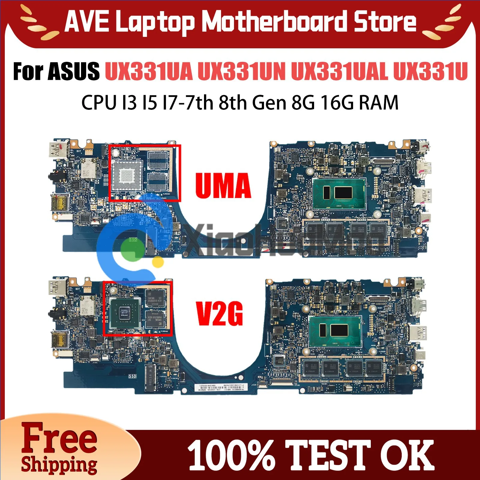 

UX331UA Laptop Motherboard For ASUS UX331 UX331U UX331UN UX331UAL Notebook Mainboard CPU I3 I5 I7-7th 8th Gen 8G 16G RAM