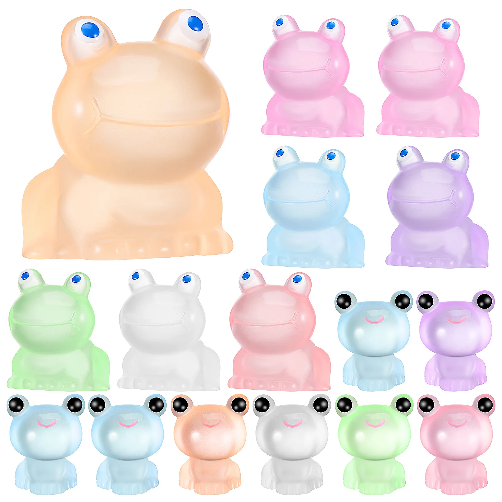 

16 Pcs Luminous Ornaments Mini Resin Frogs Tiny Figurine Animal Figurines Things Office Bulk