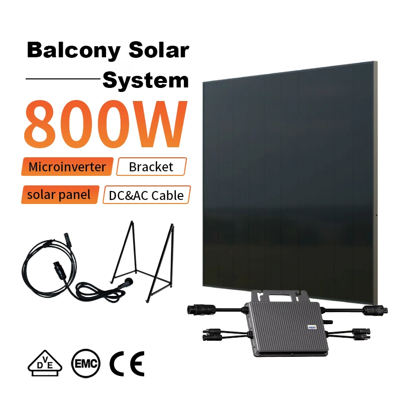 Diy installed 600w 800w balkonkraftwerk komplet panel energy storage photovoltaic micro inverter balcony solar system