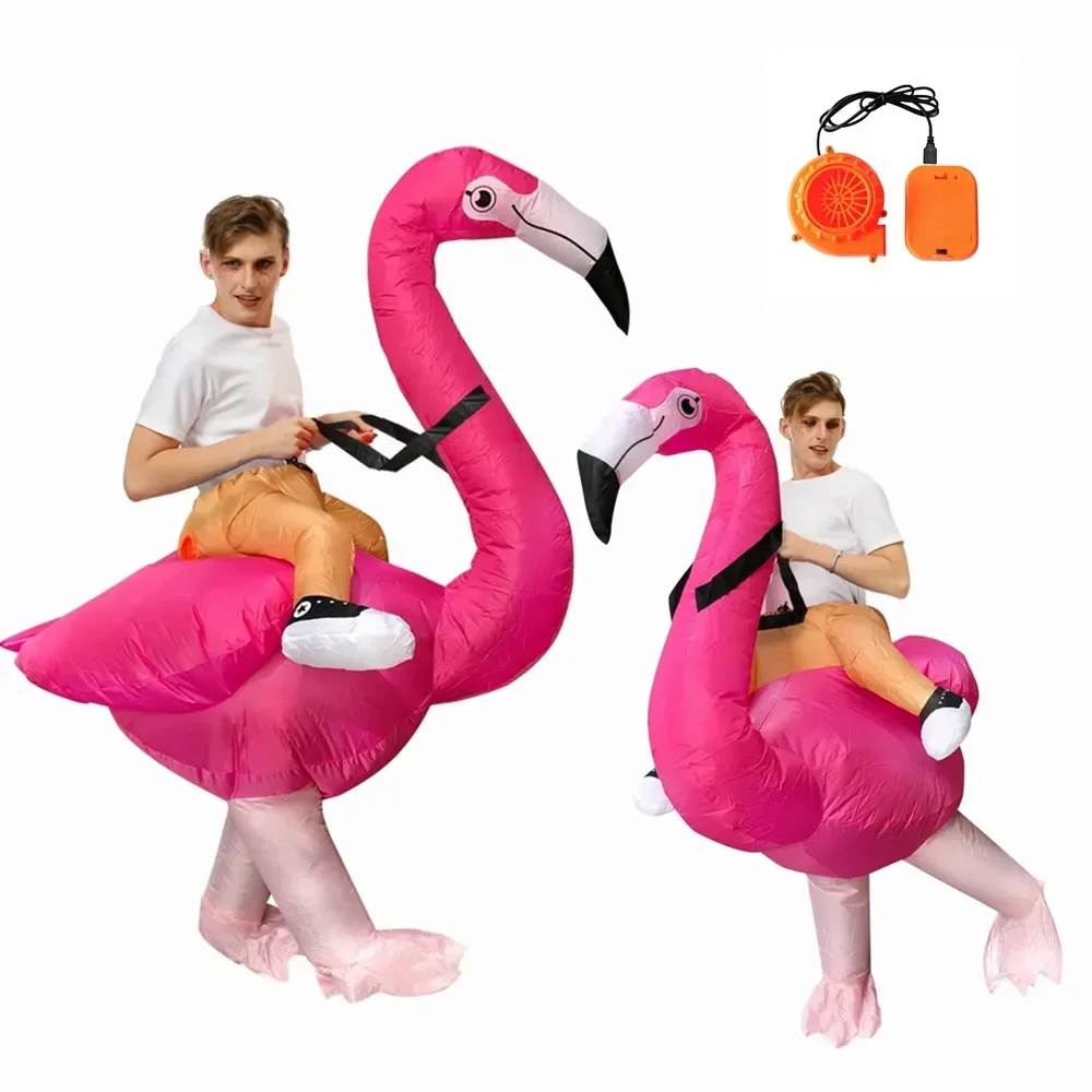 Pink Flamingo Cosplay Costume para Adulto, Festa de Halloween, Anime Engraçado Pássaro, Mascote, Presentes de Aniversário, Homem, Mulher