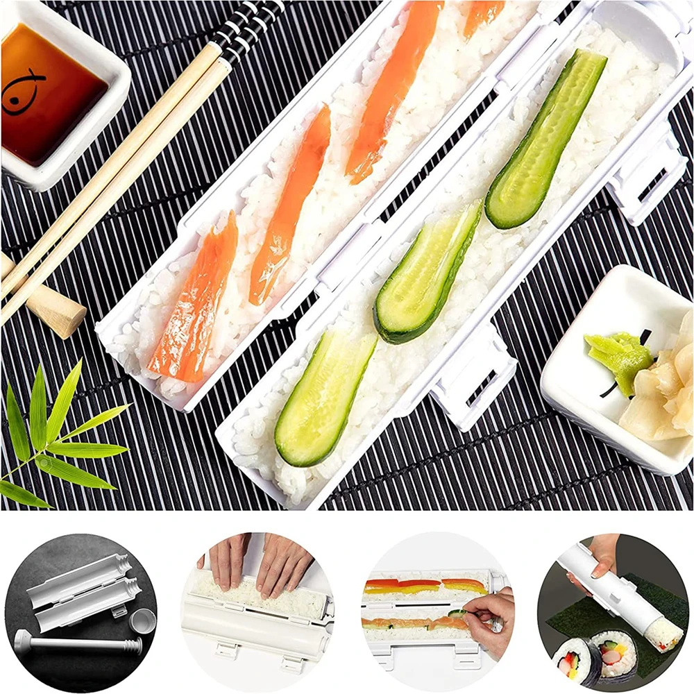 DIY Cylinder Sushi Making Machine Quick Sushi Bazooka Japanese Rolled Rice Meat Mold Rice Ball Mold Kitchen Bento Accessories