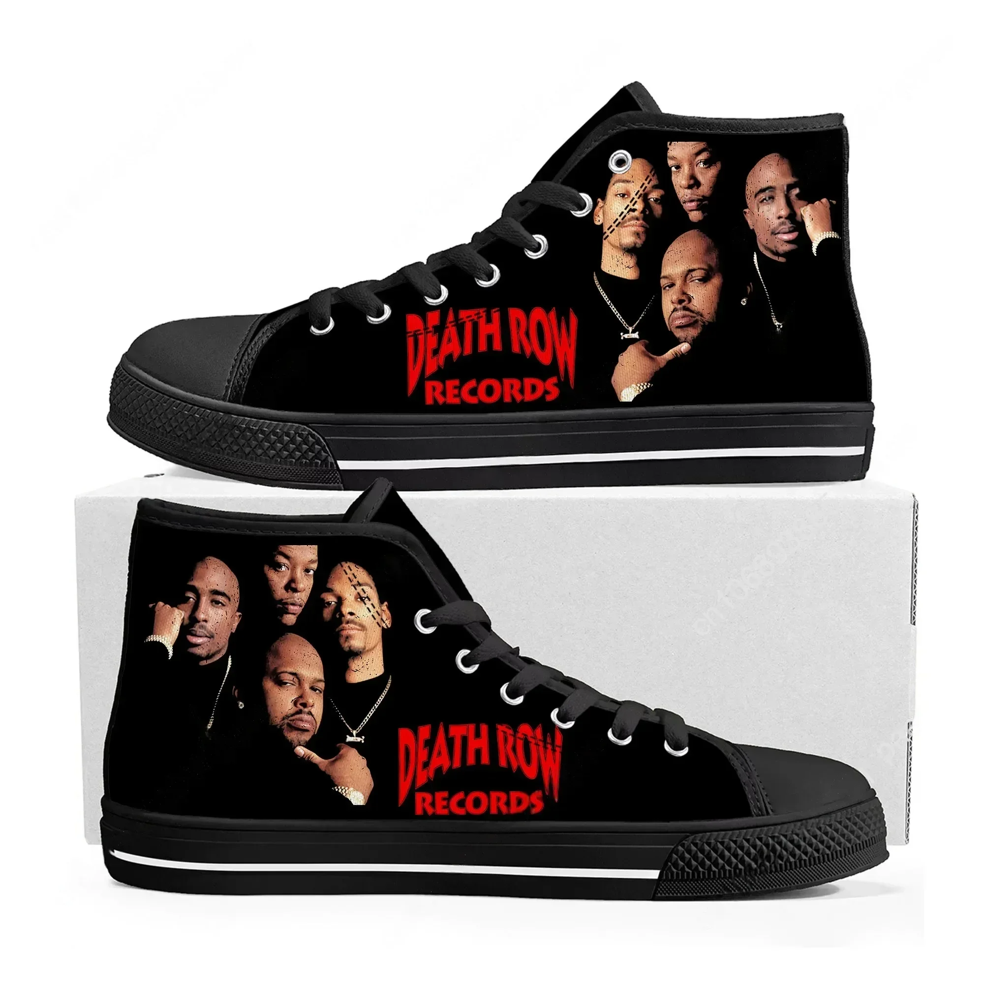 Death Row Records High Top Sneakers Mens Womens Teenager High Quality Canvas Sneaker 3D Print Casual Couple Shoes Custom Shoe
