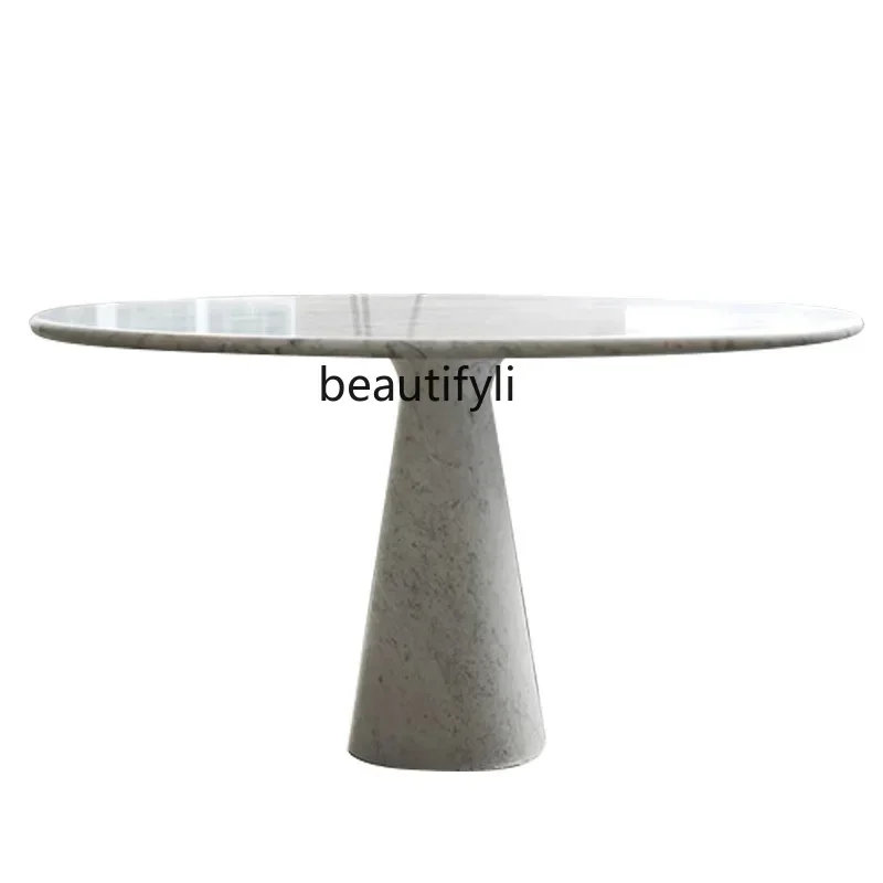 TTT Italian minimalist natural marble round dining table Nordic light luxury, creative simplicity and modern furniture