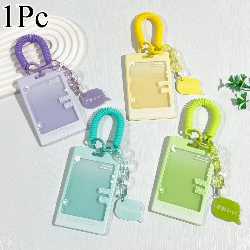 3 Inch Transparent Photocard Holder Keychain, Protective Sleeves Clear Card Cover for Stars Photocards ID Badge