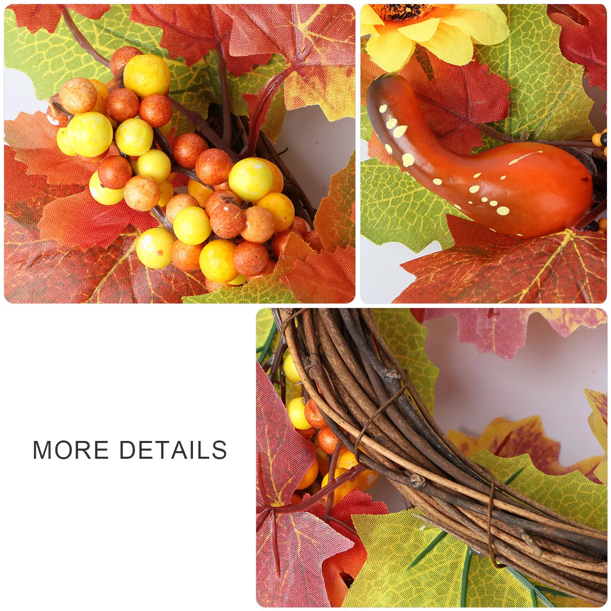 

Artificial Maple Leaf Wreath Pumpkin Sunflower Decor Front Door Hanging Halloween Rattan Wall Fireplace Fall Atmosphere
