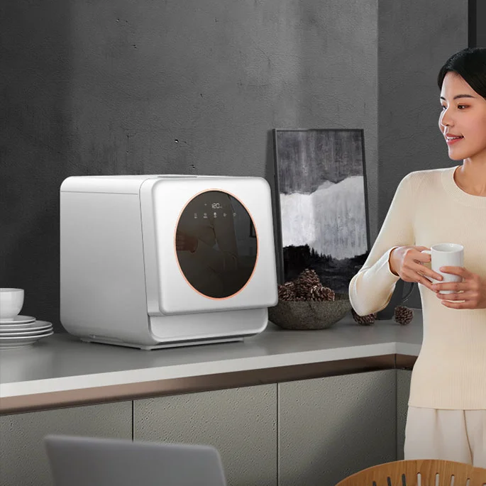 

Portable Smart Dishwasher for Home and Hotel Kitchen Tabletop Mini Countertop Machine Electric Plastic Housing