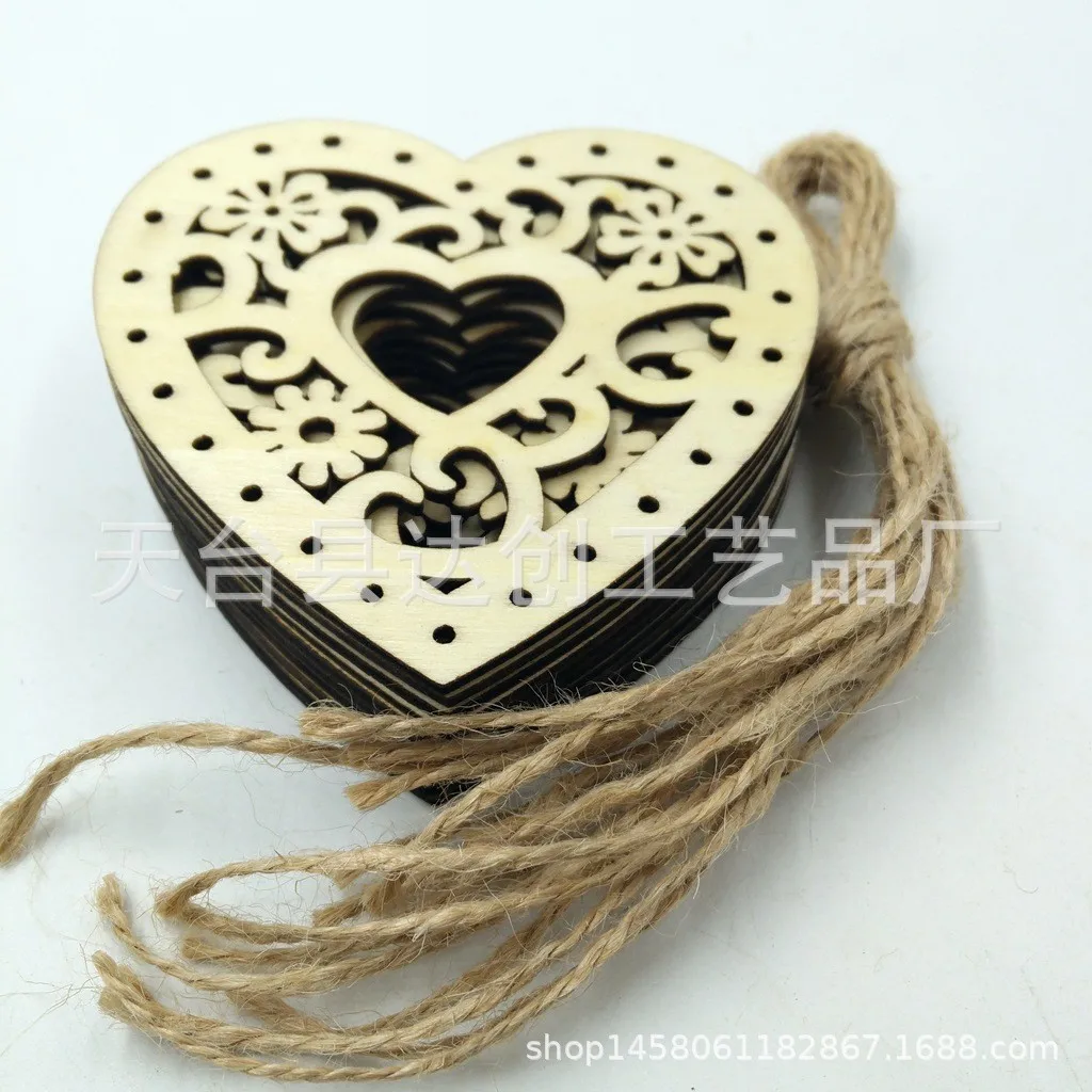 Fivela de coração de pêssego esculpida em madeira natural amor, suprimentos de casamento acessórios de roupas pingente decorativo amor