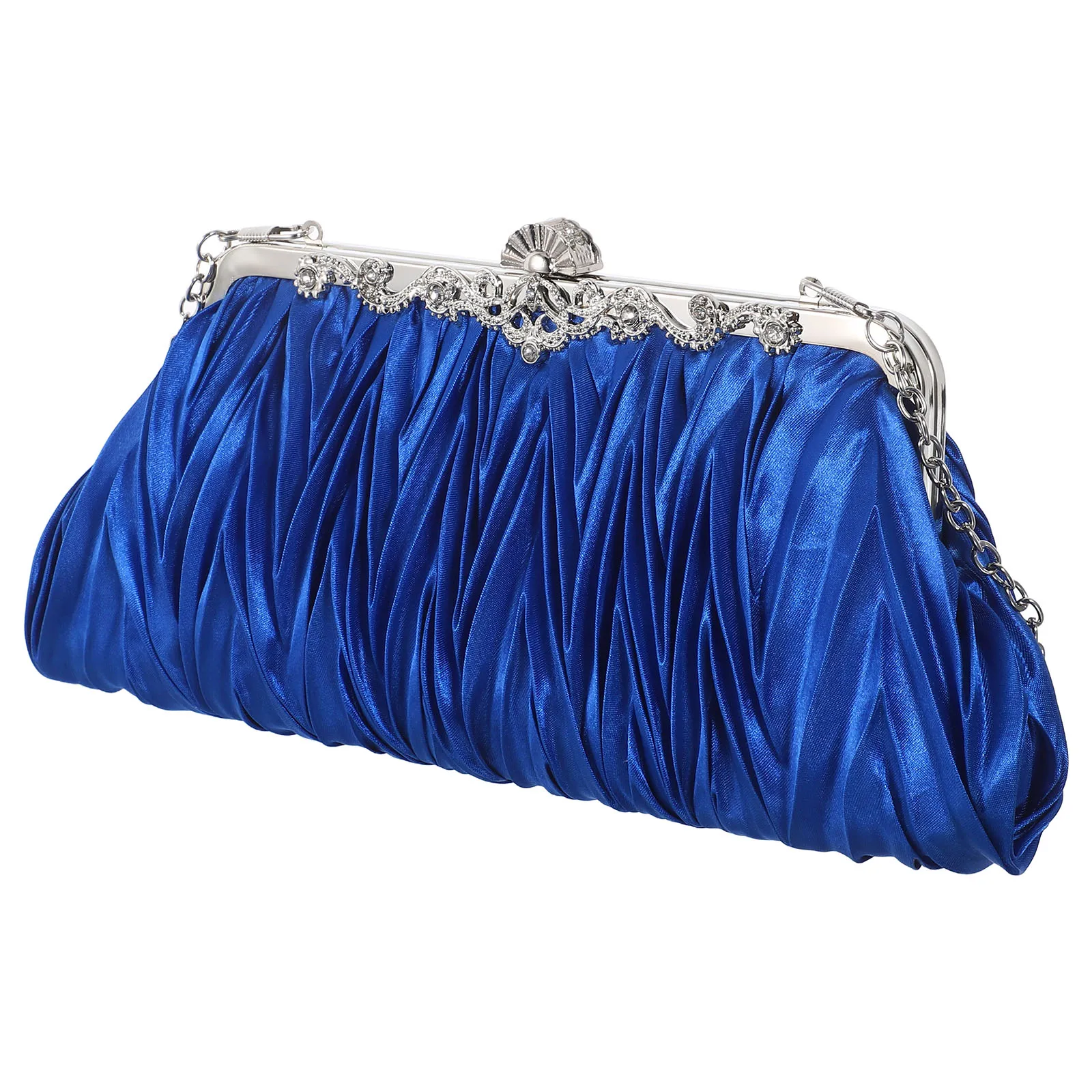 

Pleated Clutch Bag For Women Wedding Party Bridal Evening Handbag Purse With Detachable Chain Wrinkle Bag Formal