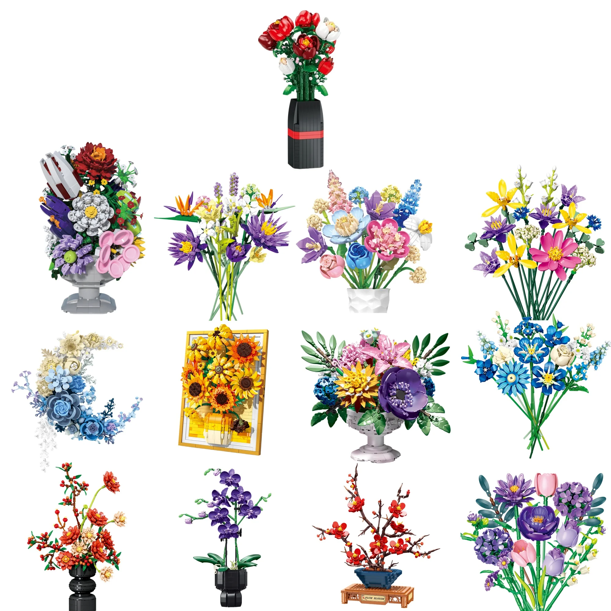 

DIY Building Blocks Flower Bouquet Set Rose Orchid Tulip Home Decor Gift for Mom Wife Girlfriend Valentine's Day Mother's Day
