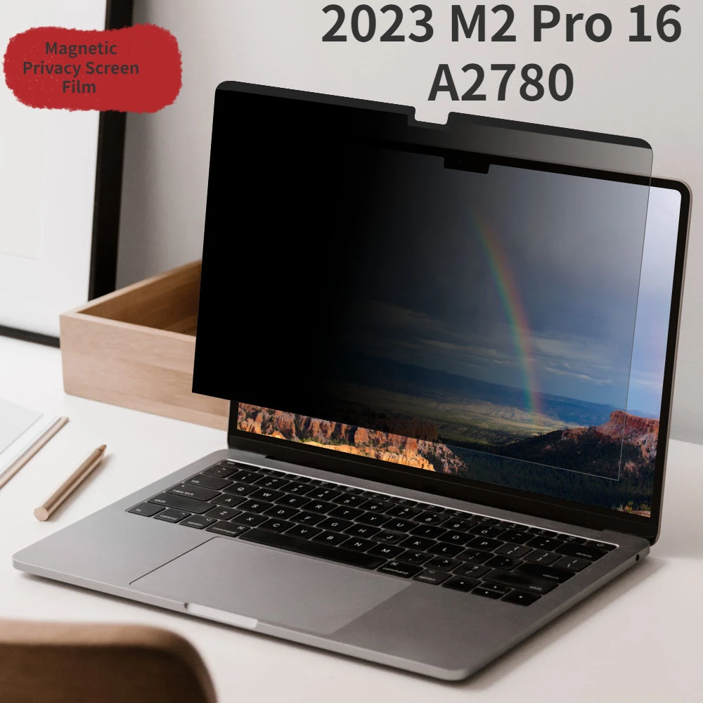 Lapisan pelindung Laptop 2023 M2 Pro 16 A2780, lapisan pelindung layar Filter privasi yang dapat dilepas magnetis paten untuk Macbook 16 inci