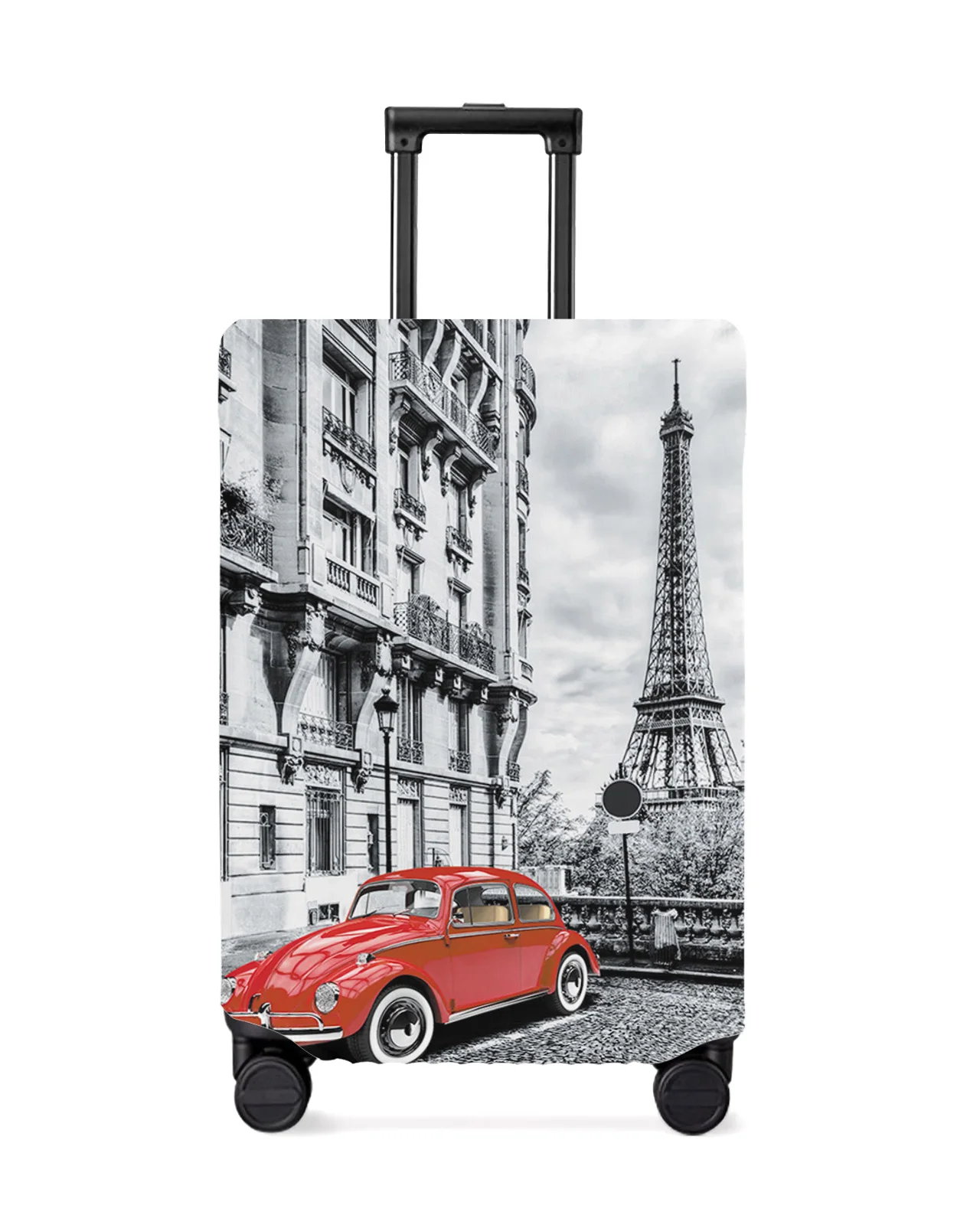 

Red Vintage Car Paris Tower Street Travel Luggage Cover Elastic Baggage Cover Suitcase Case Dust Cover Travel Accessories