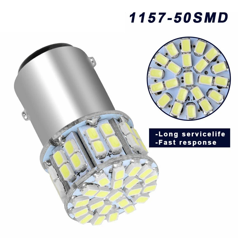 6Pcs 6000K 1157 50SMD Đuôi Đèn LED Phanh Đèn Bóng Đèn BAY15D 12V